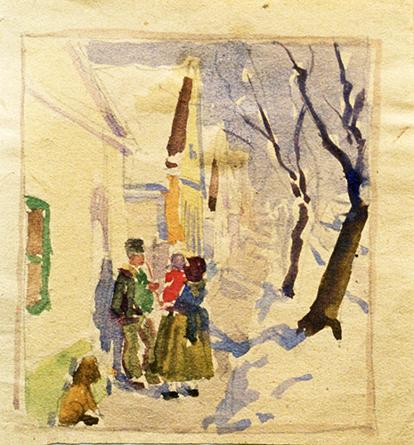 Dorfstraße im Winter