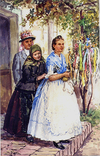 Vortänzerin im Hauseingang