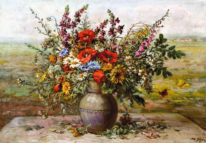 Feldblumen in einer Keramikvase