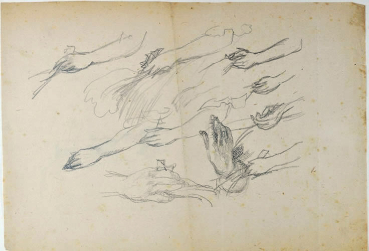 Handstudie, Tuch haltend