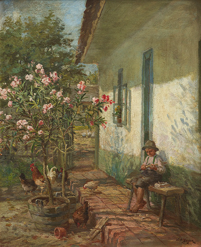 Hofpartie mit Oleander