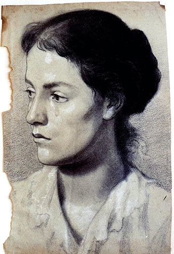 Frauenbildnis, weiße Bluse