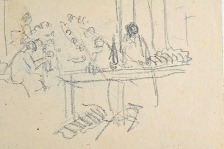 Arbeiter in der Schuhfabrik