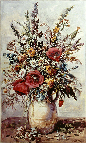 Feldblumen im Tonkrug
