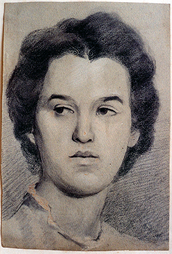 Frauenbildnis, schwarze Augen