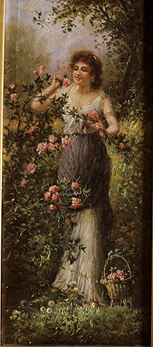 Dame und rote Rosen