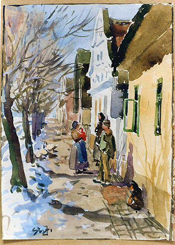 Dorfstraße im Winter
