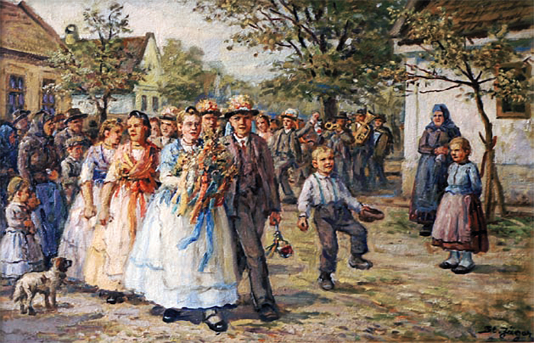 Kirchweihzug an der Straßenecke