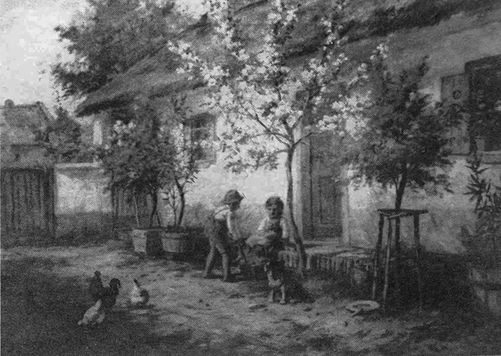 Hofpartie mit Oleander
