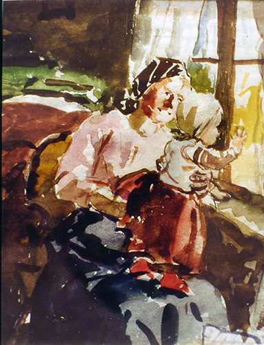 Mutter mit Kind am Fenster