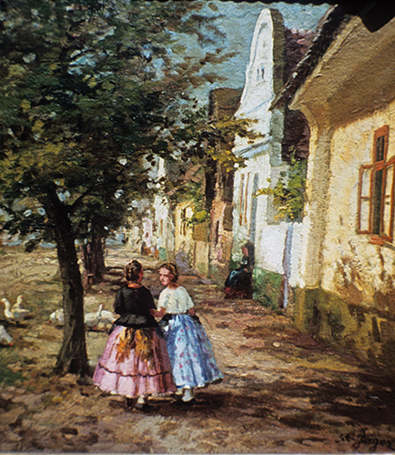 Mädchen auf der Dorfstraße