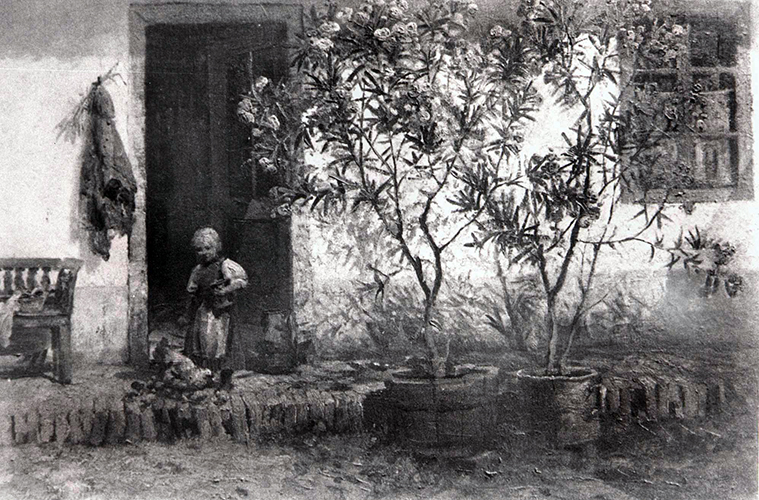 Hofpartie mit Oleander