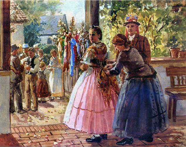 Vortänzerin im Hausgang
