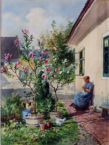 Hofpartie mit Oleander
