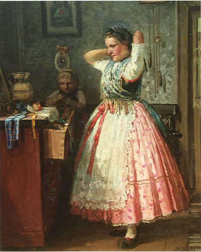 Schwester vor dem Spiegel