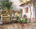 Hofpartie, Blumen am Brunnen - WK:0880