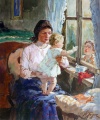 Mutter mit Kleinkind am Fenster - WK:0167
