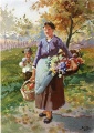 Marktfrau mit Blumenkorb - WK:1034