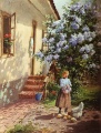 Mädchen füttert Glucke - WK:0810