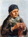 Bäuerin beim Stricken - WK:0091