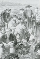 Detail aus dem Triptychon "Rast" Siedler um die Feuerstelle in Hessen Tracht - WK:0376