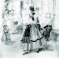 Stefan Jäger: „Tanzpause - Nur ein einzig Bussel“, Entwurf / Aquarell - WK:1692