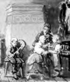 Stefan Jäger: „Beim Ofen“, Entwurf / Aquarell - WK:0387