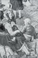 Detail aus dem Triptychon "Ankunft" Frau in Lahner Tracht mit typischer Stellhaube - WK:0376