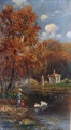 Herbst, Dame und Mädchen am Wasser - WK:1734