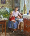 Mutter mit zwei Kindern am Fenster - WK:1362