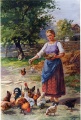 Mädchen füttert Hühner - WK:0689